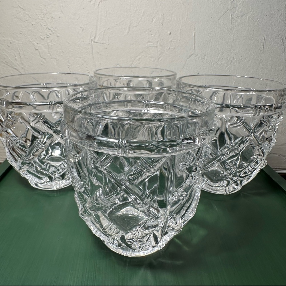Shannon Crystal Godinger Bamboo Garden Double Old Fashion Glasses-FOUR